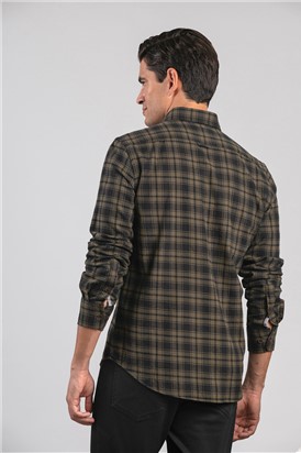  Olive Checked Long Sleeved Shirt