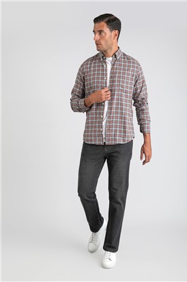  Warm Grey Checked Long Sleeved Shirt