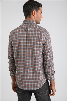  Warm Grey Checked Long Sleeved Shirt