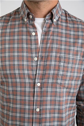  Warm Grey Checked Long Sleeved Shirt