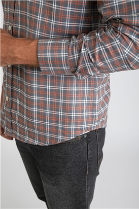  Warm Grey Checked Long Sleeved Shirt