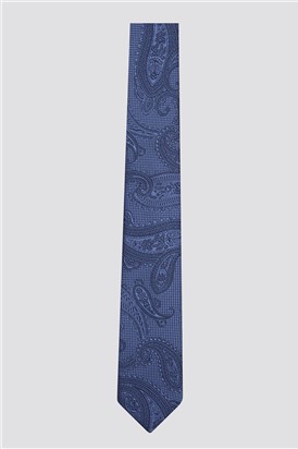  Slim Blue Tonal Paisley Tie