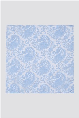  Light Blue Paisley Tie & Handkerchief