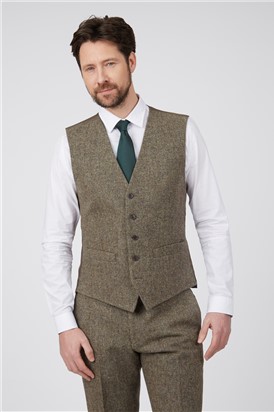  Tailored Fit Fawn Tweed Waistcoat