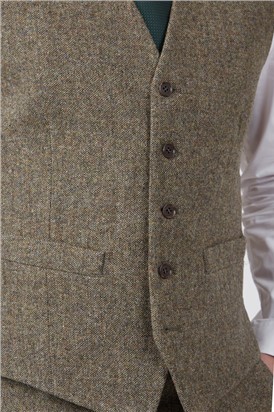  Tailored Fit Fawn Tweed Waistcoat