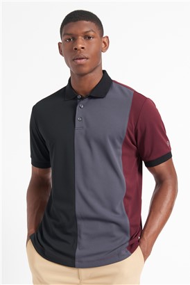   Short Sleeve 360 Burgundy Color Blocked Motion Polo