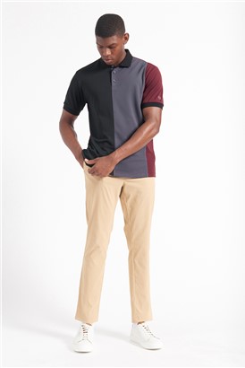   Short Sleeve 360 Burgundy Color Blocked Motion Polo