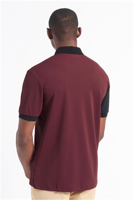   Short Sleeve 360 Burgundy Color Blocked Motion Polo