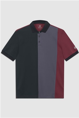   Short Sleeve 360 Burgundy Color Blocked Motion Polo