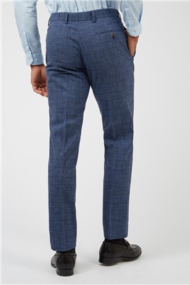  Mid Blue Linen Look Tailored Fit Suit Trouser