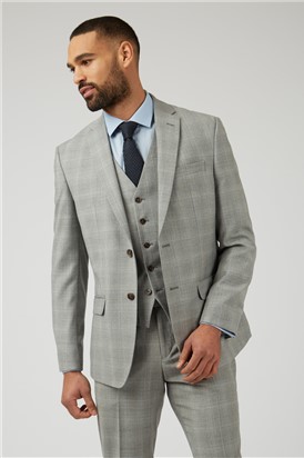  Tailored Fit Grey Peach Check Jacket