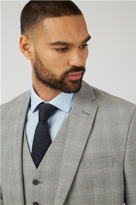  Tailored Fit Grey Peach Check Jacket