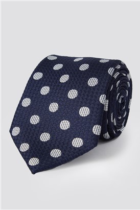  Navy & White Large Spotted Tie