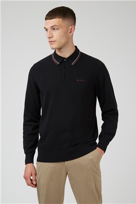  Long Sleeve Tipped Knitted Polo