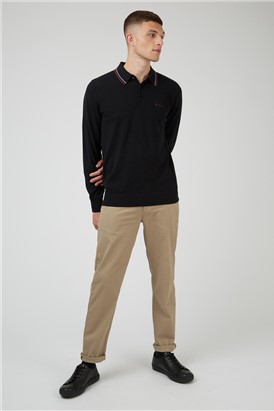  Long Sleeve Tipped Knitted Polo