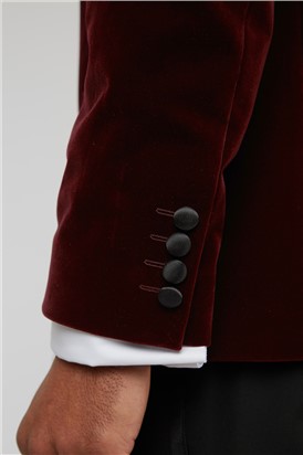  Tailored Fit Burgundy Velvet Jacket