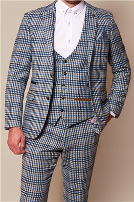  Watson Blue Tan Tweed Check Suit