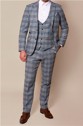  Watson Blue Tan Tweed Check Suit