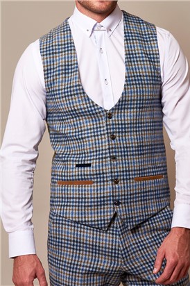  Watson Blue Tan Tweed Check Suit