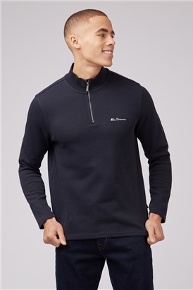  Black Funnel Neck Zip Through Sweatshirt