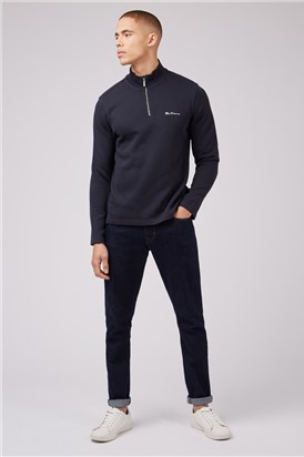  Black Funnel Neck Zip Through Sweatshirt