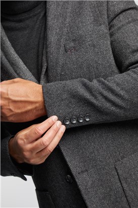  Charcoal Herringbone Blazer Jacket