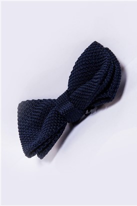  Navy Knitted Double Layer Bow Tie