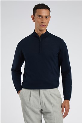  Zip Neck Knit Jumper - Navy