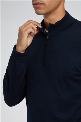  Zip Neck Knit Jumper - Navy