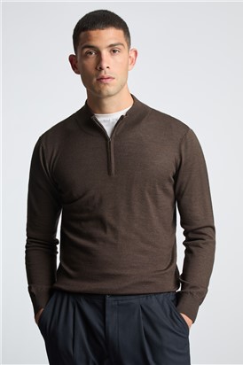  Zip Neck Jumper - Chocolate