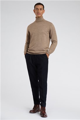  Merino Knit Roll Neck Jumper - Sand