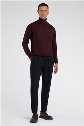  Merino Knit Roll Neck Jumper - Burgundy