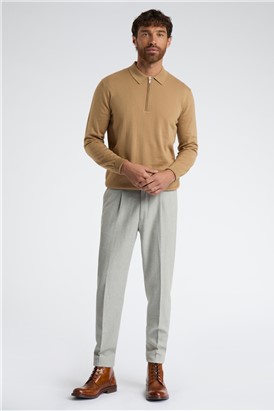  Camel Zip Knit Polo