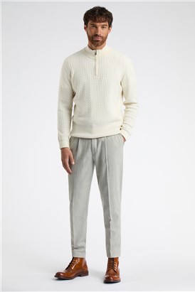  Ecru Zip Neck Cable Knit Jumper