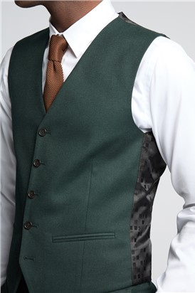  Slim Fit Austin Green Flannel Waistcoat