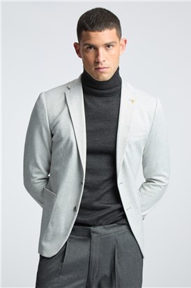  Slim Fit Grey Mini Puppytooth Knit Blazer