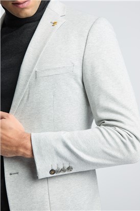  Slim Fit Grey Mini Puppytooth Knit Blazer