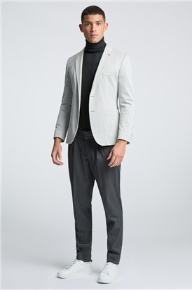  Slim Fit Grey Mini Puppytooth Knit Blazer