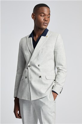  Slim Fit Cool Grey Double Breasted Flannel Suit