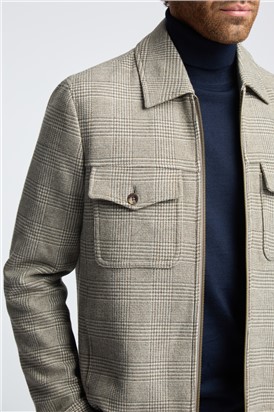  Taupe Check Zip Front Jacket