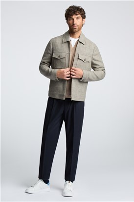  Taupe Check Zip Front Jacket