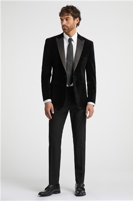  Regular Fit Black Velvet Suit