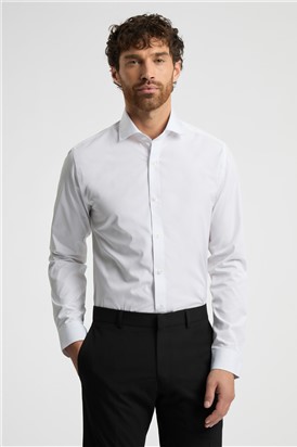  Slim Fit White Cotton Single Cuff Cutaway Collar Shirt