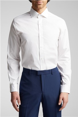  Regular Fit White Cotton Single Cuff Cutaway Collar Shirt