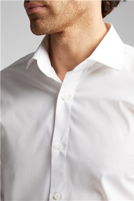  Regular Fit White Cotton Single Cuff Cutaway Collar Shirt