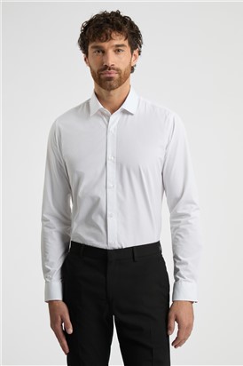  Slim Fit White Cotton Single Cuff Regular Collar Shirt