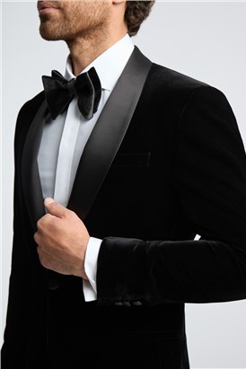  Slim Fit Black Velvet Suit