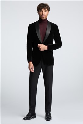  Slim Fit Black Velvet Suit