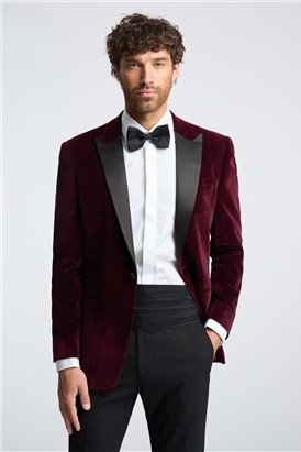  Regular Fit Burgundy Velvet Suit