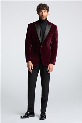  Regular Fit Burgundy Velvet Suit